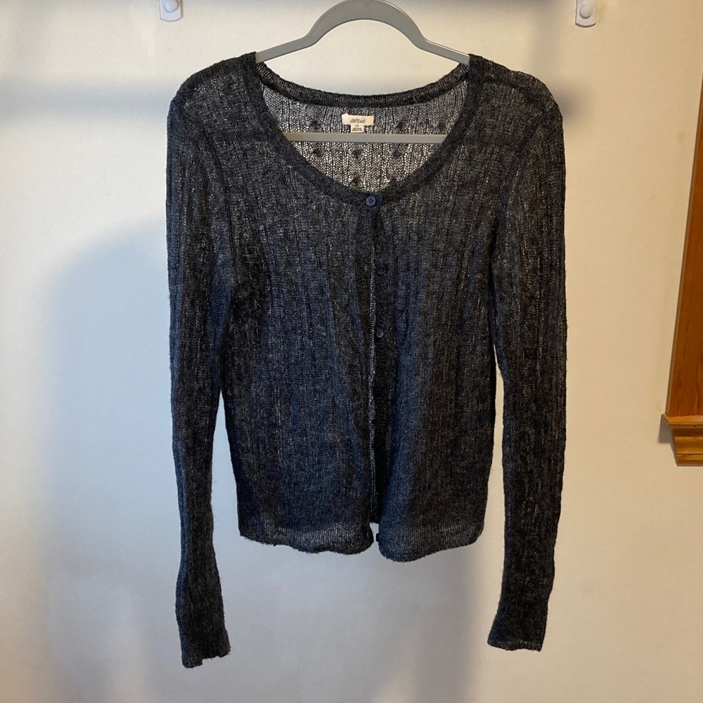 Aerie Dark Gray Knit Cardigan